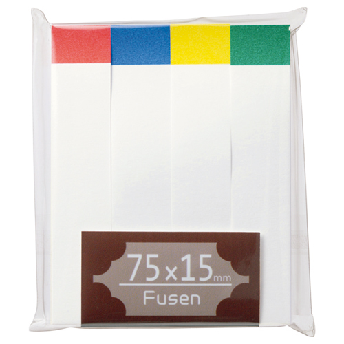 ふせん 75×15mm ﾎﾜｲﾄ(4色帯入) 1ﾊﾟｯｸ(4冊)画像