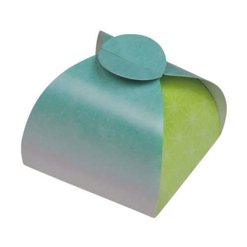 ギフト箱 包み小箱 和衣 青緑 ヤマニパッケージ [ケース販売] 青緑の和風デザインの小箱が整然と並んでいる様子