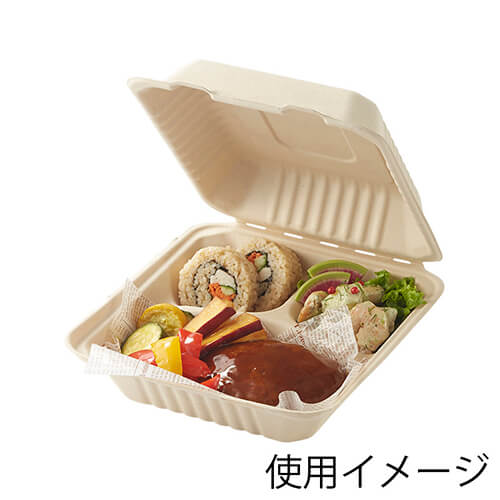 HEIKO 食品容器 バンブーペーパーウエア フードパック 3仕切り BFD3-20 20枚画像