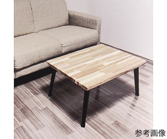 ローテーブル折たたみ脚 丸脚タイプ 丸脚の折りたたみテーブルが正面から見える状態で、シンプルな木目調のデザインが特徴。