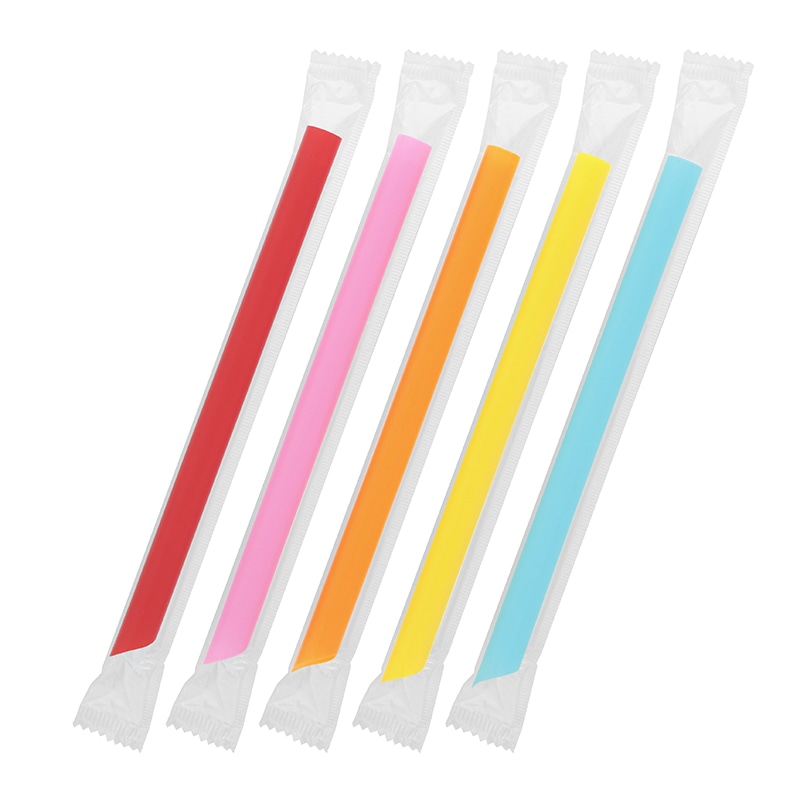 ６４４　片尖ストロー５色　１２×１８　個包装画像