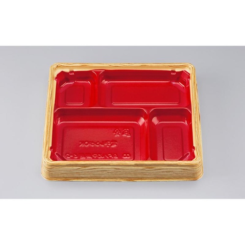 シーピー化成 弁当容器 BFハカマ集膳6-2 杉板赤 本体(N)画像