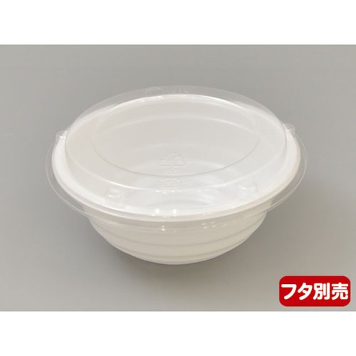 どんぶり容器 BF-360 ホワイト 本体 シーピー化成 内容が収まった白いどんぶり容器が整然と並んでいる様子