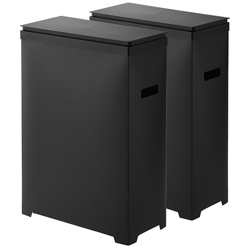 ｽﾘﾑ蓋付きｺﾞﾐ箱 ﾀﾜｰ 横開きﾀｲﾌﾟ ﾌﾞﾗｯｸ 1ﾊﾟｯｸ(2個)画像