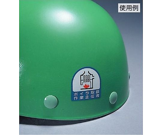 ヘルメット用ステッカー　鉛作業主任者 下部に位置する警告マークが鮮明な、明るい色調のステッカーの表面