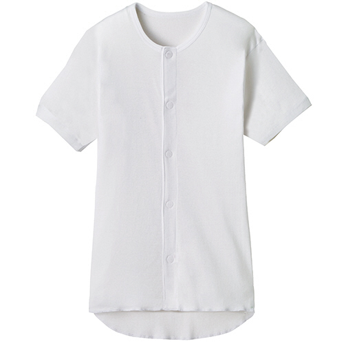 ﾌﾟﾗｽﾊｰﾄ ﾜﾝﾀｯﾁ肌着 前開き 半袖 紳士用 M ﾎﾜｲﾄ 1枚画像