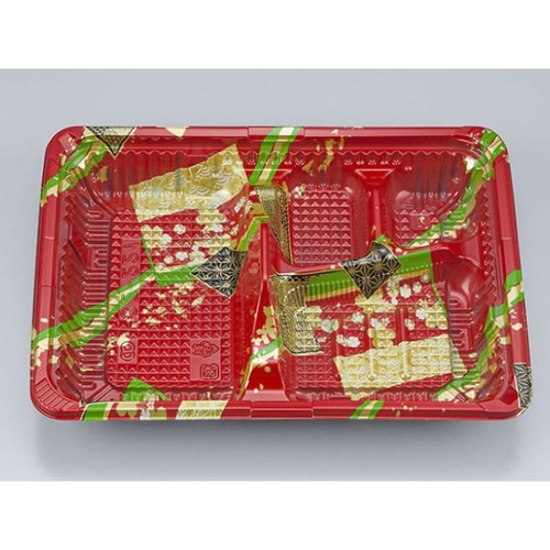 シーピー化成 弁当容器 CZ-221 彩帯赤 本体(N)画像