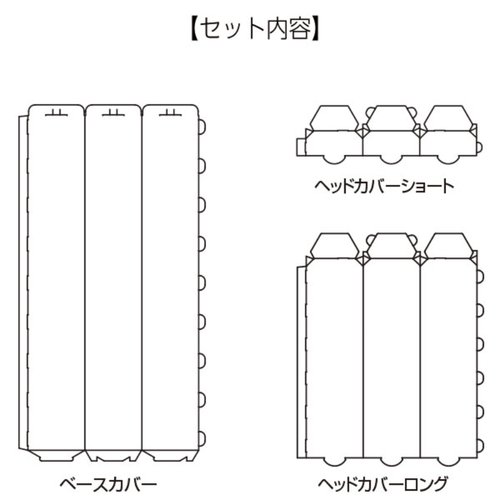 売場備品 ペーパーポールカバー(3点) 白無地 友屋 [ケース販売] 白無地のペーパーポールカバーが並んでいる状態