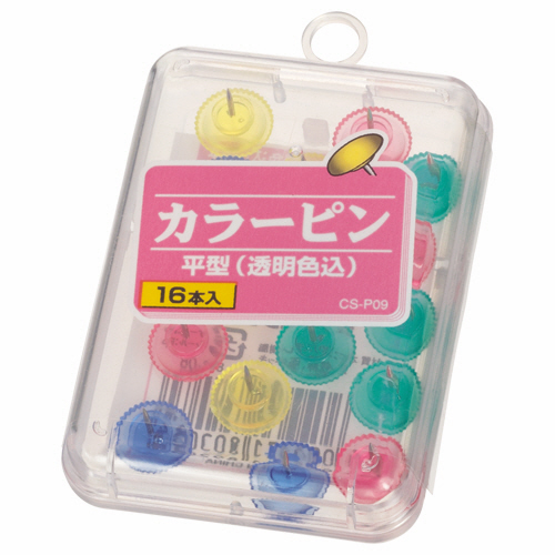 ｶﾗｰﾋﾟﾝ平型 針長さ8mm 透明色込 1箱(16本)画像