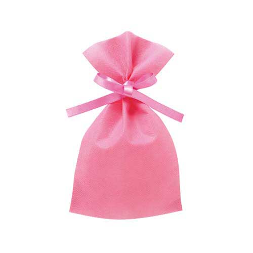 ソフトバッグベーシック2穴リボン巾着 S2 薄 ピーチピンク画像