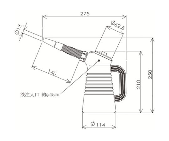 オイルジョッキ1リッターグリーン 透明な容器に緑色の液体が入った状態。