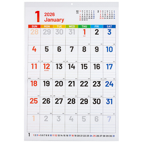壁掛けｶﾚﾝﾀﾞｰ 文字月表SC(ｾﾌﾞﾝｶﾗｰ)/四六2切 2026年版 1冊画像