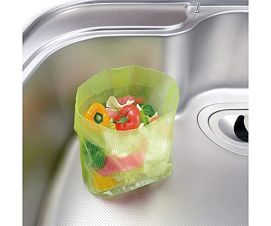 立てる水切り袋 50枚入 パッケージが立てられた状態で、前面にロゴと商品名の表記が確認できる。
