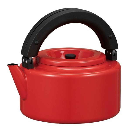 ケトル フラットケトル 2.3L ホーロー製 IH対応 茶漉し付き レッド画像
