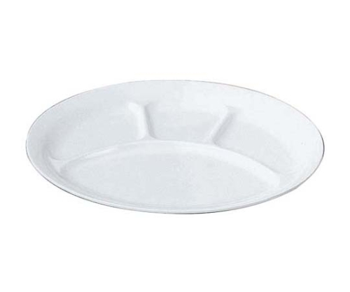 メラミン給食用食器 小判 ランチ皿 No.54 大 4ツ切 白