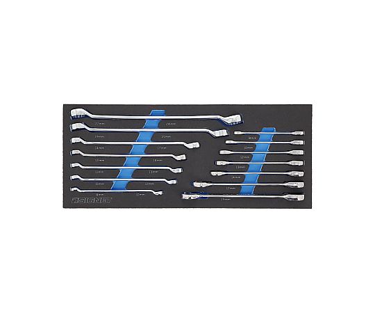 メカニックツールセット　3/8DR　59PCS 組み合わされた各種工具が整然と収められた状態