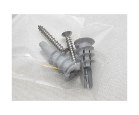 カベロックミニ白　STタッピング付き　皿3.5×25付　2個入 白いパッケージに収められた2個入りのタッピングの伏せた状態