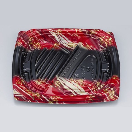 シーピー化成 弁当容器 CBFNビルト8S-1 鮫雲赤 本体画像