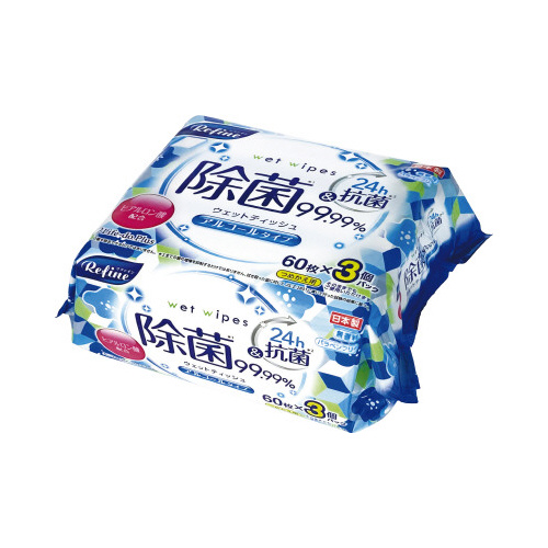 アルコール除菌ウェットティシュ６０枚３Ｐ×１６画像