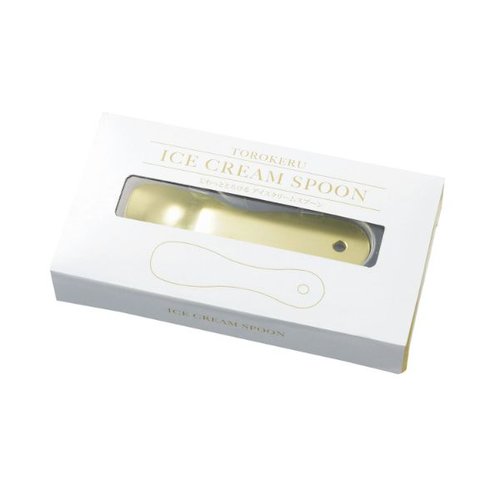 アイスクリーム用品 じわっととろける アイスクリームスプーン 2709061 商品としての特徴が強調されたスプーンの上部が真上から映っている状態、輝く金属の質感が際立つ。
