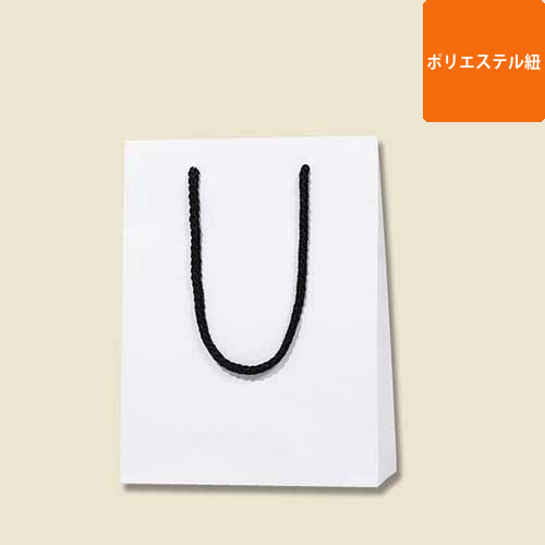 手提げ紙袋（白 マット・ポリエステル紐・幅185×マチ65×高さ240mm）画像