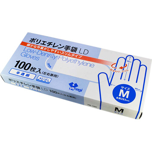 ﾎﾟﾘｴﾁﾚﾝ手袋LD 半透明 M 1ﾊﾟｯｸ(100枚)画像