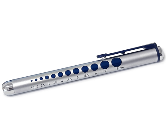 AIZENメディカルペンライト（ニップル球タイプ） 医療用瞳孔ゲージ12サイズ ネイビーブルー