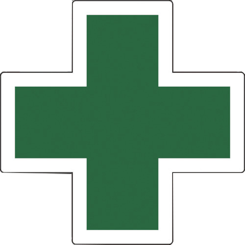 ﾍﾙﾒｯﾄ用ｽﾃｯｶｰ 緑十字ﾏｰｸ 34×34mm 反射式ﾀｲﾌﾟ 1ﾊﾟｯｸ(5枚)画像