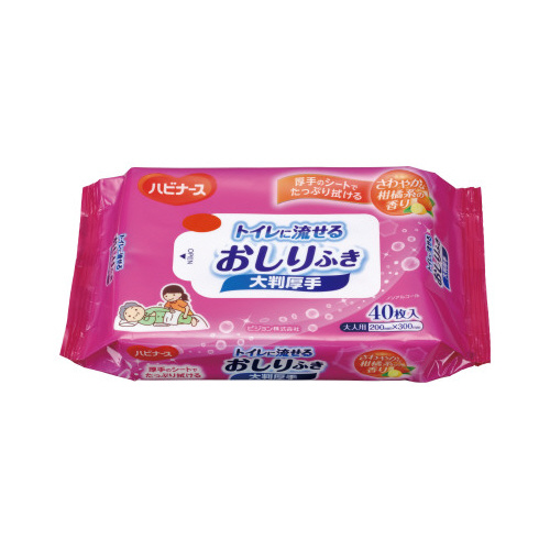 トイレに流せるおしりふき　大判厚手　４０枚×２４画像