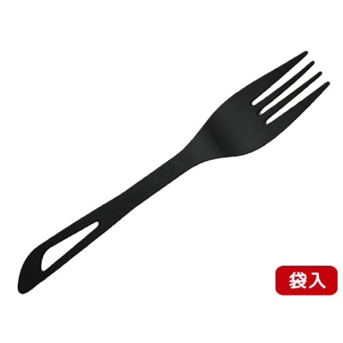 パックスタイル エコカトラリー CPLAフォーク165 黒 単袋入画像
