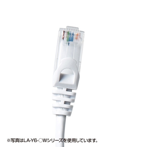 カテゴリ6UTP　LANケーブル　ブルー　2m　1本 鮮やかな青色のLANケーブルが表向きに配置されている様子