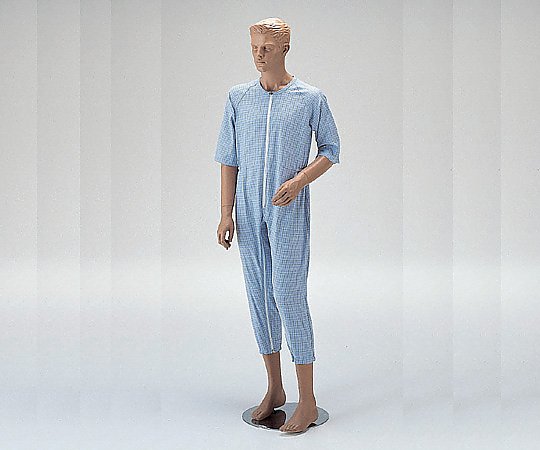 前開き介護ねまき （ロック機能付） ブルー／M画像