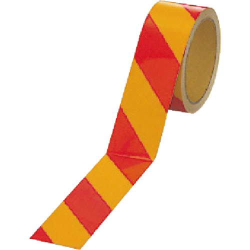 反射ﾄﾗﾃｰﾌﾟ(赤/黄 ﾎﾟﾘｴｽﾃﾙ樹脂ﾌｨﾙﾑ 45mm幅×10m 1巻画像