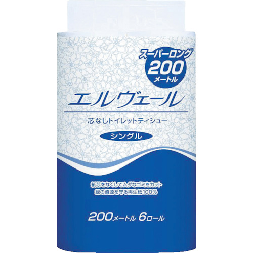 エリエール　エルヴェールトイレットティシュー２００ｍ６Ｒ芯なし画像