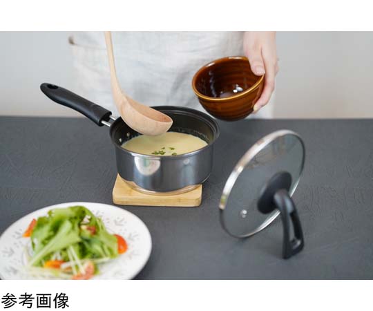 ステンスター IH対応片手鍋 16cm 鍋の内側が見える状態で、持ち手が左側にあり、全体が光沢のある仕上げ。