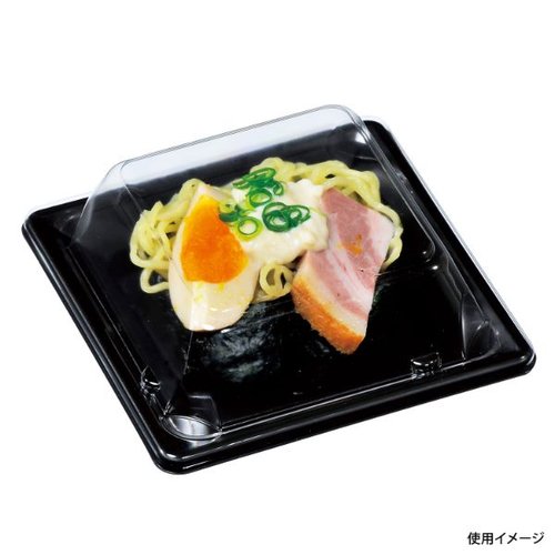 軽食容器 福皿 12H黒 新 福助工業 黒い軽食容器が並んでいる様子