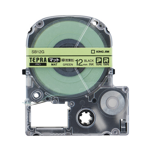 テプラＰＲＯテープ　マット若葉ラベル　１２ｍｍ黒字画像