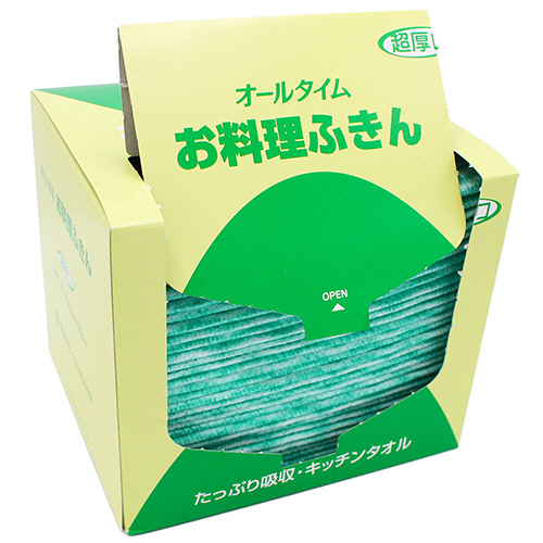 お料理ふきん 超厚口 ﾊｰﾌﾀｲﾌﾟ 30×35cm ｸﾞﾘｰﾝ 1箱(30枚)画像