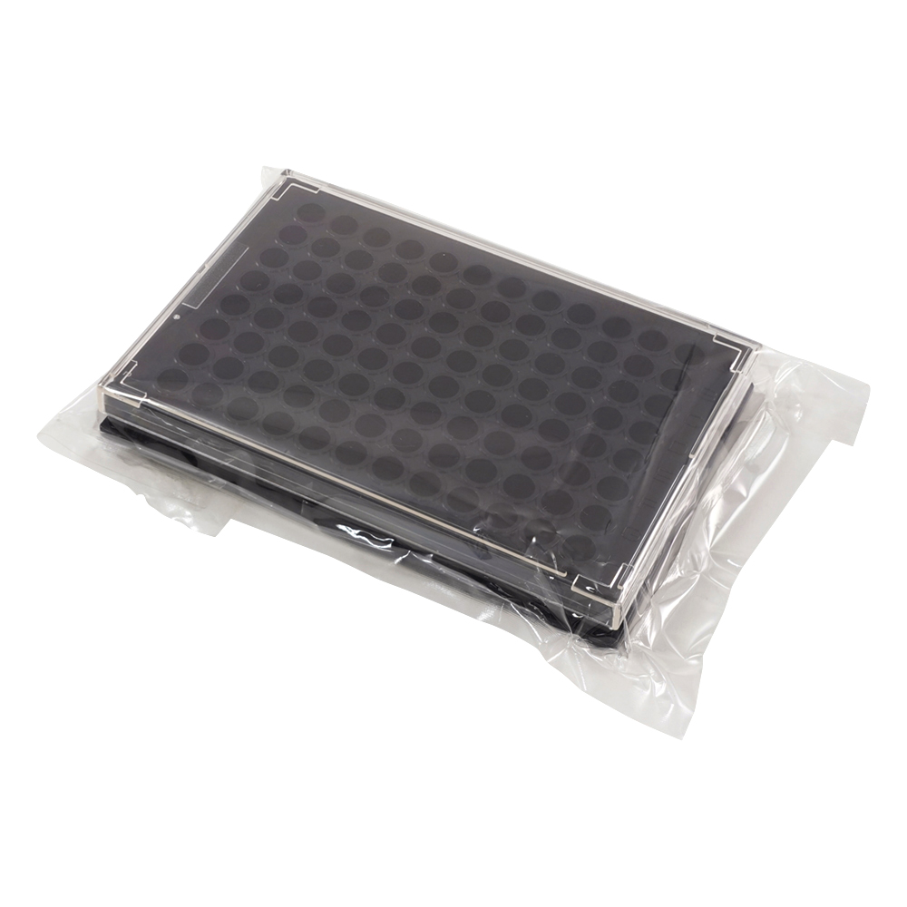 黒色マイクロプレート 平底 96well・Q型 γ線滅菌済（フタ付き）1箱（1枚×50袋入）
