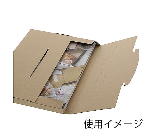 ダンボール　ラクポスBOX　305-20　10枚 茶色のダンボールが整然と重ねられた状態