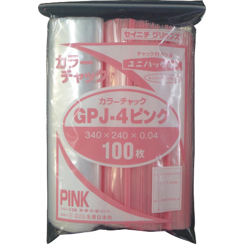 ﾕﾆﾊﾟｯｸ GP J-4ｶﾗｰﾁｬｯｸ ﾋﾟﾝｸ 1袋(100枚)