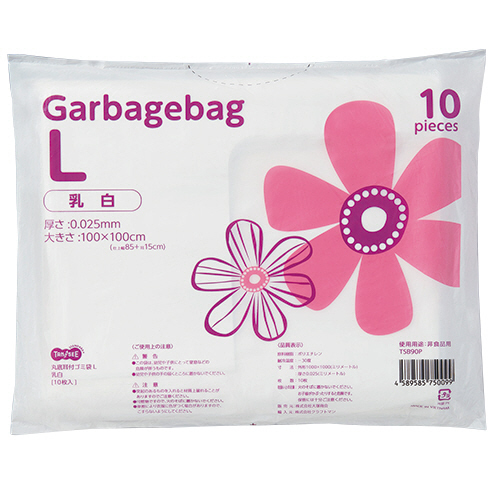 丸底耳付ｺﾞﾐ袋 乳白半透明 L 1ﾊﾟｯｸ(10枚)画像