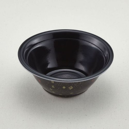 弁当容器 ラーメン 小(本体)耐熱黒まきえ内黒(600) 青葉紙業 [ケース販売]