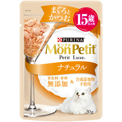 ﾓﾝﾌﾟﾁ ﾌﾟﾁﾘｭｸｽﾊﾟｳﾁ ﾅﾁｭﾗﾙ まぐろとかつお 15歳以上用 30g 1ｾｯﾄ(12ﾊﾟｯｸ)画像