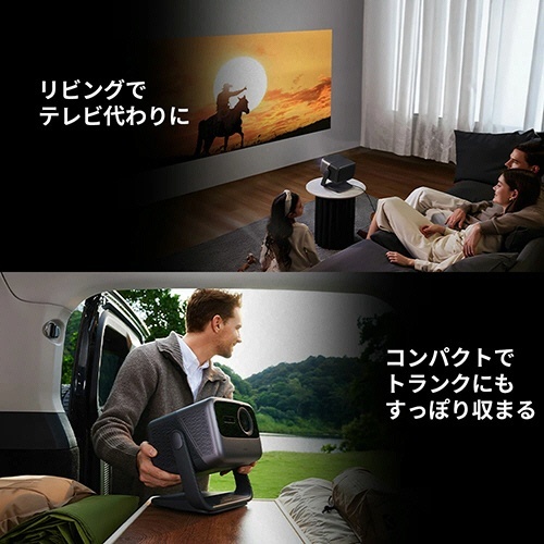 プロジェクターN1S　Pro　4K　ジンバルスタンド　2350ISOルーメン　1台 スタンドに設置されたプロジェクターが角度を調整されている様子