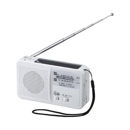 手回し充電ラジオ　ライト付　ホワイト画像