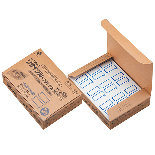 ﾏｲﾀｯｸ ﾘｻｲｸﾙｲﾝﾃﾞｯｸｽ ﾌﾞﾝﾎﾞｯｸｽ 大27×34mm 青枠 1ﾊﾟｯｸ(900片:9片×100ｼｰﾄ)画像