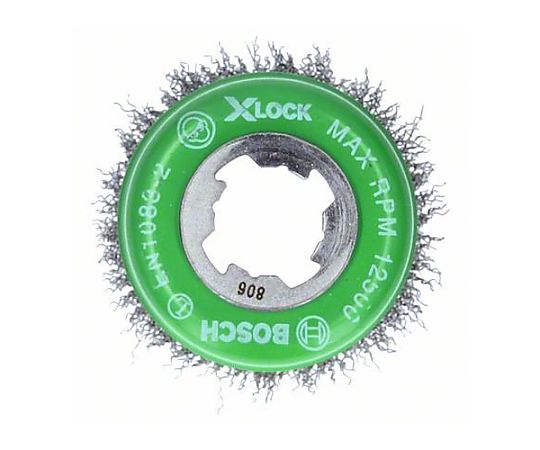 75mm/X-LOCK ワイヤーブラシ(カップ型/ステンレス製) 金属製のワイヤーブラシがクローズアップで映っている状態