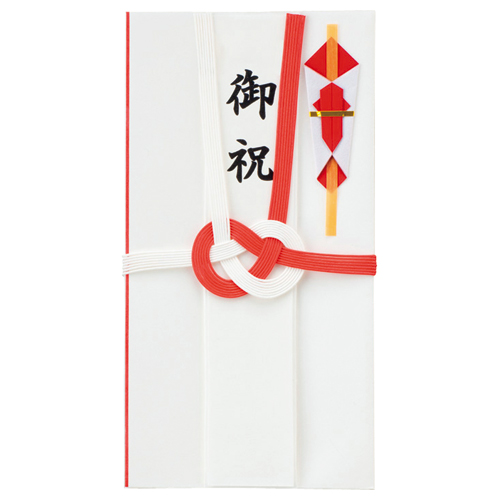 ﾜﾝﾀｯﾁ金封 赤白7本 東京折 短冊付 1枚画像