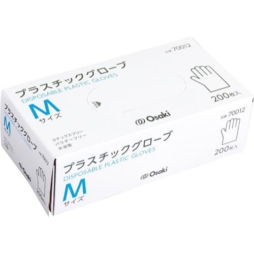 オオサキ　プラスチックグローブ　Ｍ　２００枚入画像